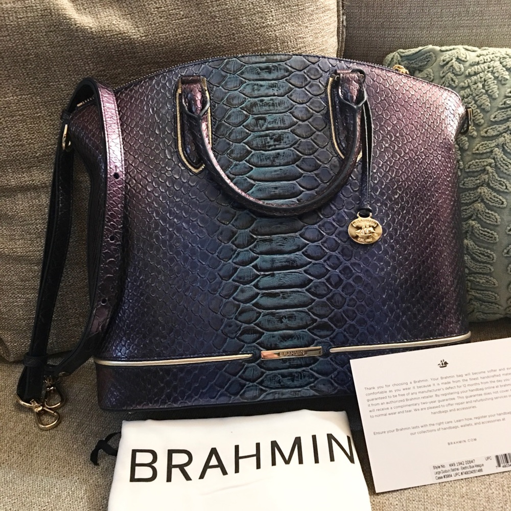 Brahmin Electric Blue Ateague satchel
